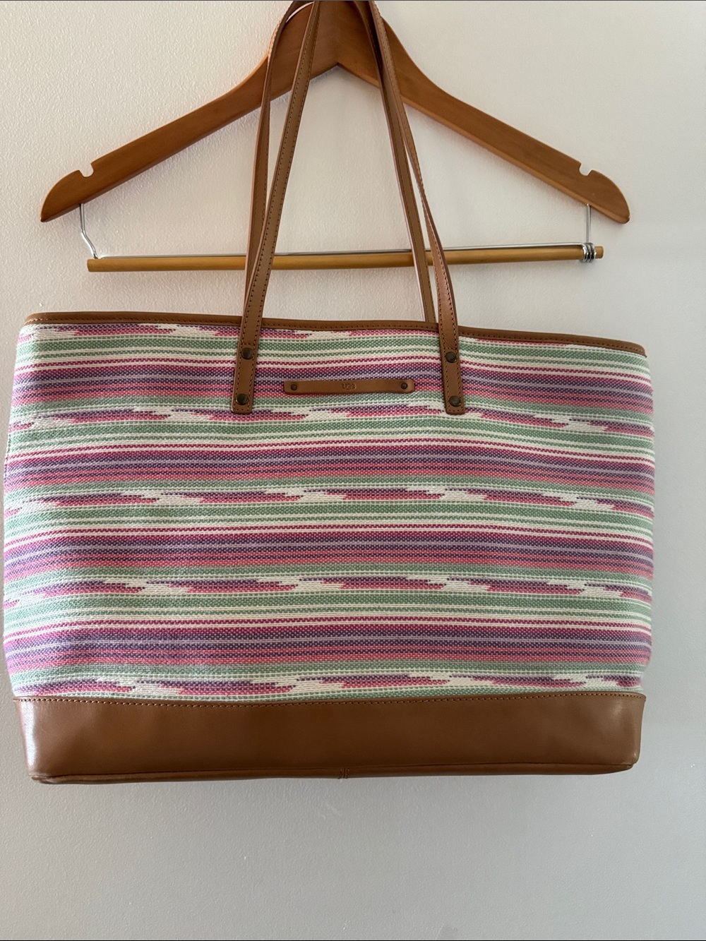 UGG Canvas and Leather Striped Tote